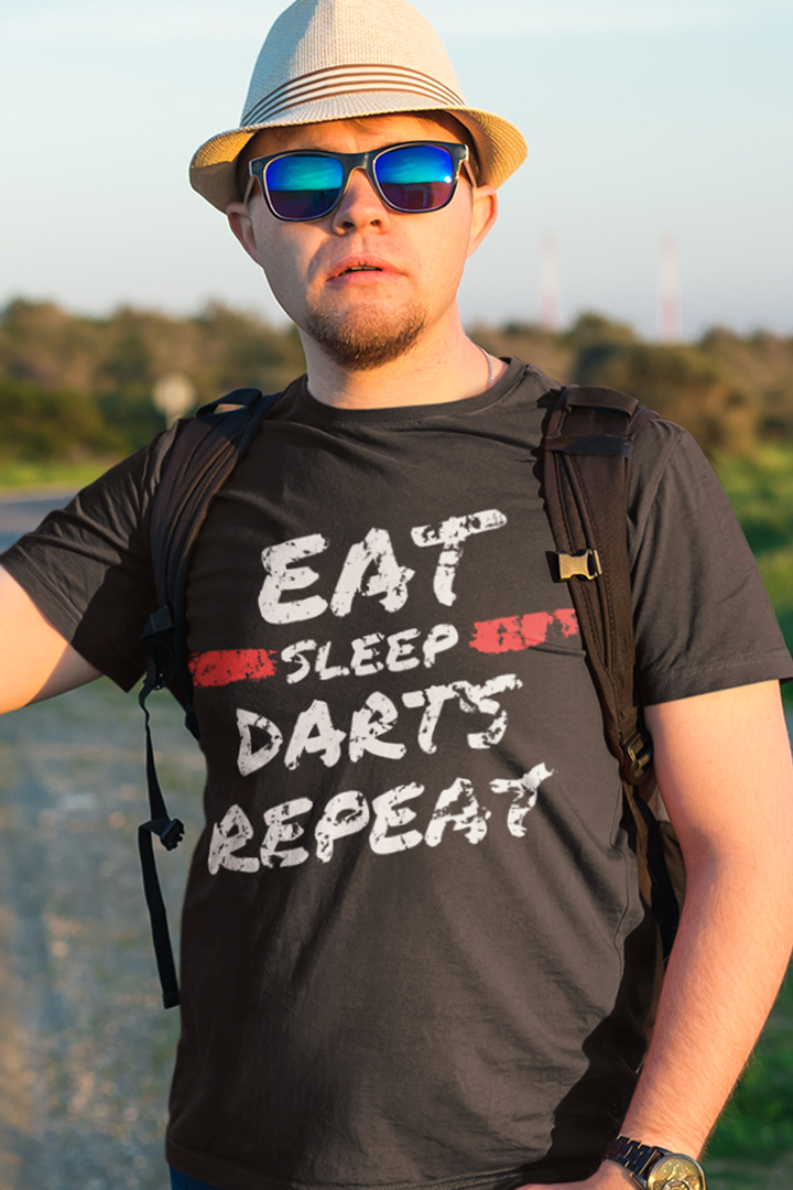 EAT SLEEP DARTS REPEAT (Used Look) - T-Shirt