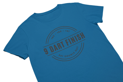 9 DART FINISH (Schwarzes Logo) - T-Shirt Blau
