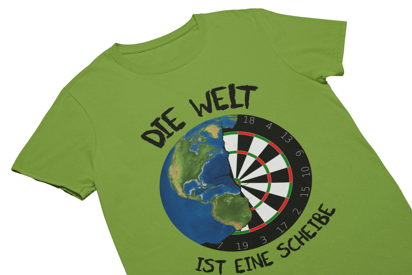 DIE WELT IST EINE SCHEIBE (Schwarz) - T-Shirt Apricot Green
