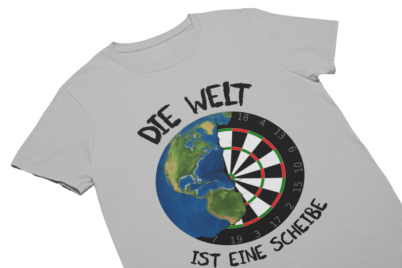 DIE WELT IST EINE SCHEIBE (Schwarz) - T-Shirt Hellgrau