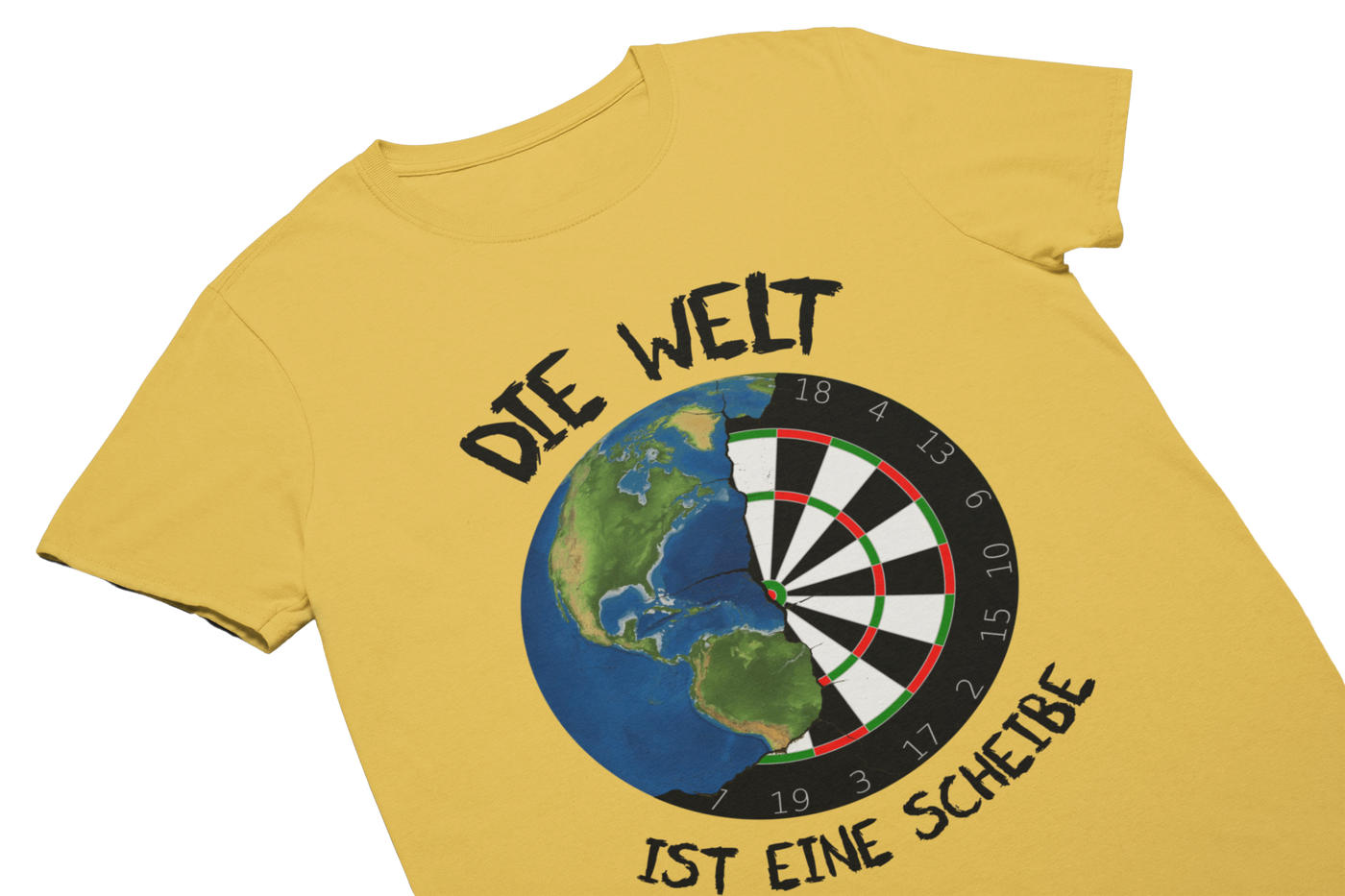 DIE WELT IST EINE SCHEIBE (Schwarz) - T-Shirt Gold