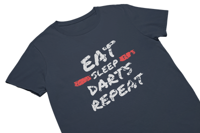 EAT SLEEP DARTS REPEAT (Used Look) - T-Shirt Navy