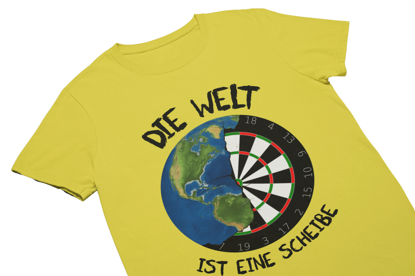 DIE WELT IST EINE SCHEIBE (Schwarz) - T-Shirt Gelb