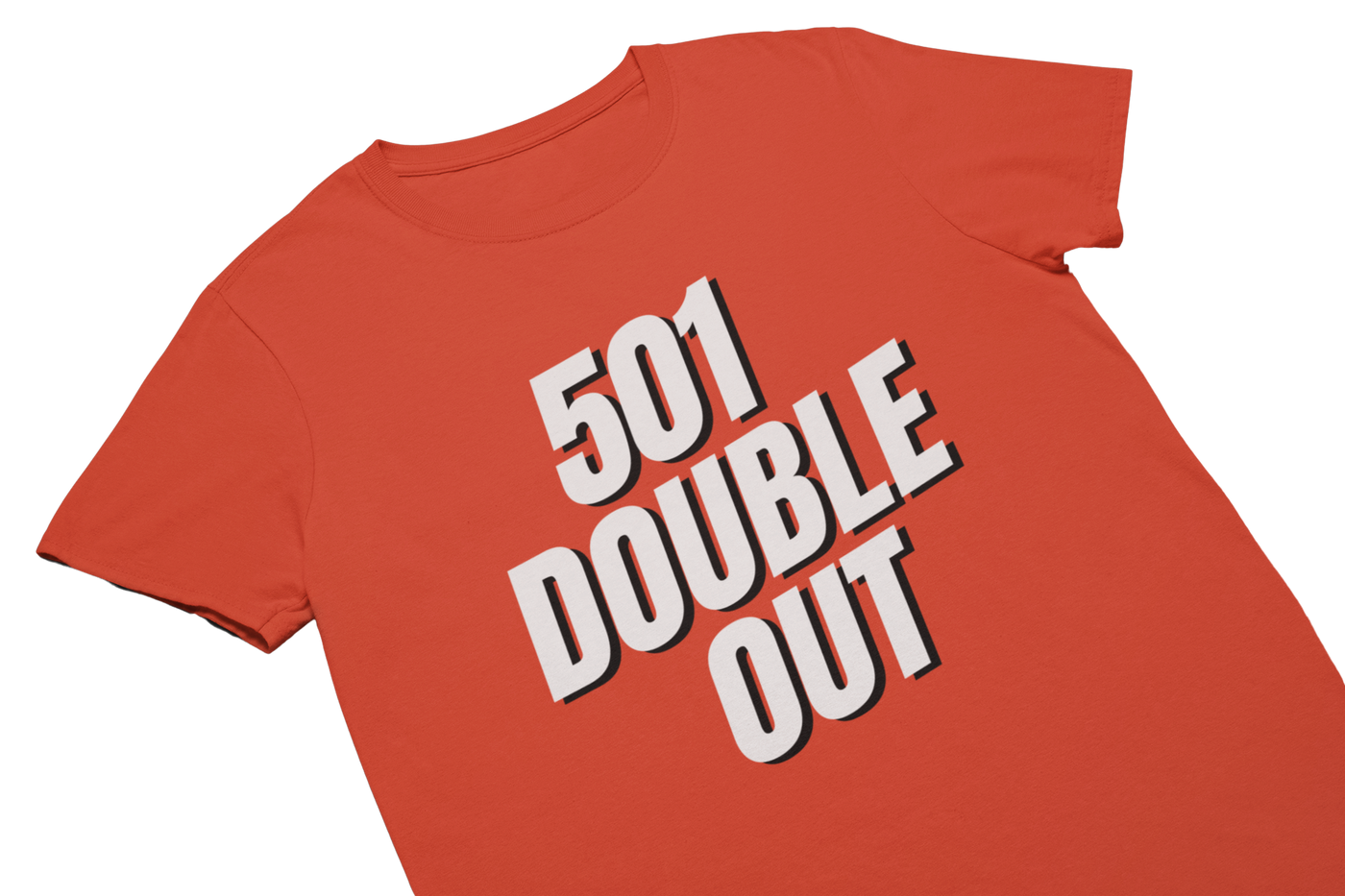 501 DOUBLE OUT (Weiss) - T-Shirt Feuerrot