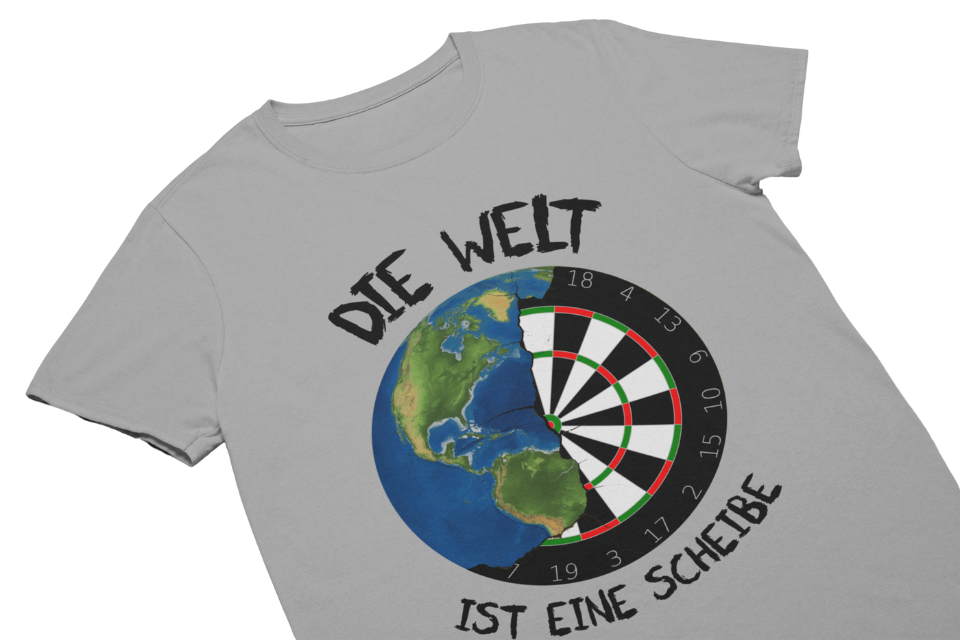 DIE WELT IST EINE SCHEIBE (Schwarz) - T-Shirt Grau