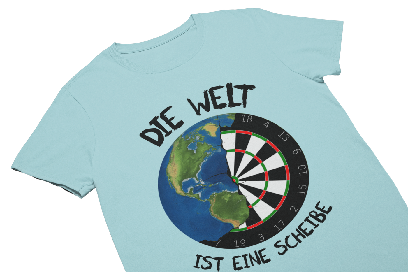 DIE WELT IST EINE SCHEIBE (Schwarz) - T-Shirt Baby Blau