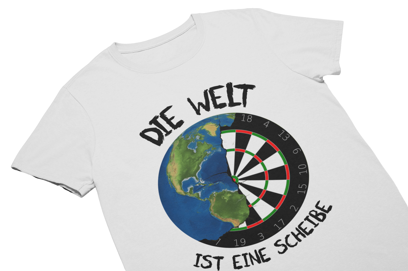 DIE WELT IST EINE SCHEIBE (Schwarz) - T-Shirt Weiß