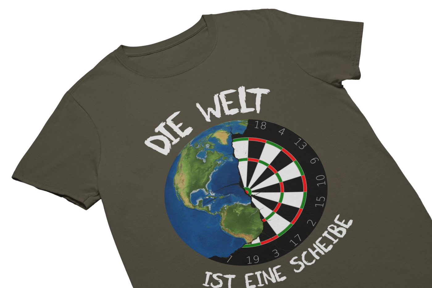 DIE WELT IST EINE SCHEIBE (Weiß) - T-Shirt Braun
