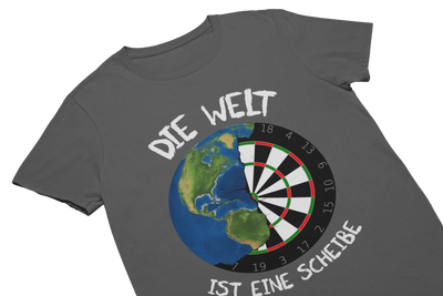 DIE WELT IST EINE SCHEIBE (Weiß) - T-Shirt Dunkel Grau
