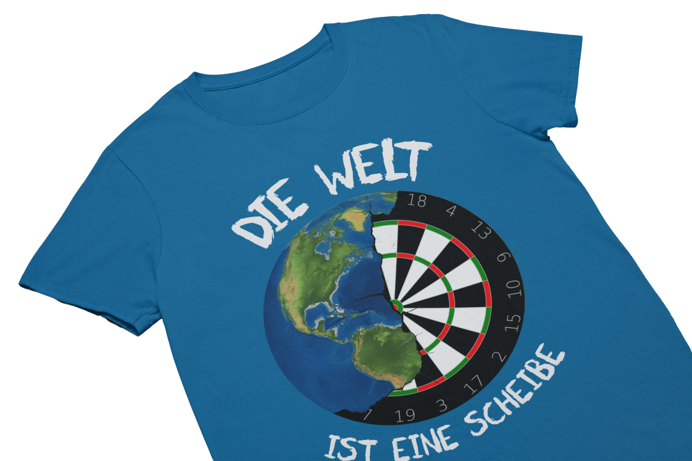 DIE WELT IST EINE SCHEIBE (Weiß) - T-Shirt Blau